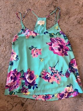 Everly Teal Floral Spaghetti-Strap Camisole